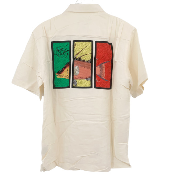 NATIVE OUTFITTERS Camp Shirt Size M New $99 Cream Ivory Hogfish Boating Water - Picture 5 of 10